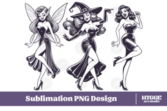 Vintage Funny Sarcastic Pin-Up Halloween Witch Vamp PNG DTF Product Image 1