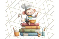 Cozy Safari Baking Animals PNG, Cute Jungle Kitchen Art Product Image 5