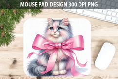 Watercolor Cat Mouse Pad Sublimation - Valentines PNG Product Image 1