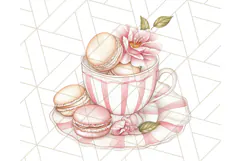 Pastel Tea Clip Art PNG with Sweets and Floral Accents Png Product Image 5