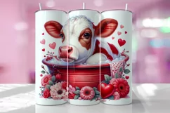 Valentine's Day Cow Tumbler Wrap Sublimation Design Product Image 1