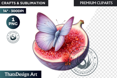 Vibrant Butterfly with Fruit PNG, Tropical Summer Clipart Product Image 1