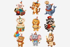 Circus Birthday Clipart PNG, Cute Carnival Animals Party Product Image 6