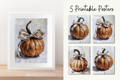 5 Pumpkin with a Coquette Bow Grandmillennial Style Wall Art Product Image 1
