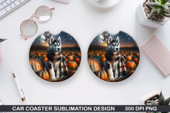 Halloween Dog Car Coaster Sublimation| Halloween Coaster PNG Product Image 1