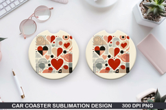 Heart Car Coaster Sublimation |Valentine Coaster PNG Product Image 1