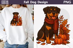 Rottweiler Fall Clipart PNG | Autumn Dog Sublimation Product Image 1