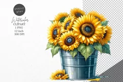 Sunflowers clipart, Flowers clipart, Watercolor clipart Product Image 1