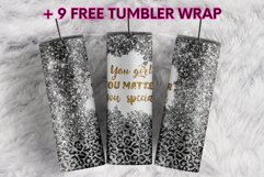 You Matter Silver Faux Glitter Leopard 20 oz tumbler design Product Image 1