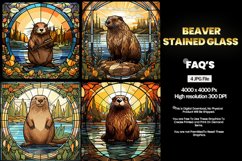 Beaver Stained Glass Square Coaster - 04 Variations Product Image 1