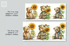 Watercolor Teddy Bear mug PNG sublimation. 11&15 oz mug Product Image 2