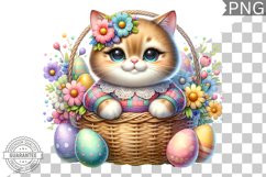 Easter Cat Sublimation - Easter Clipart PNG Design Product Image 1