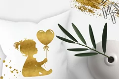 Baby girl silhouettes with heart shaped balloon SVG EPS PNG. Product Image 3