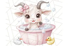 Farm Animal Babies in Bubble Bath PNG, Nursery Clipart Product Image 5