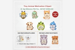 Tiny Animal Motivation Clipart Bundle | Cute Kawaii Animal Product Image 8