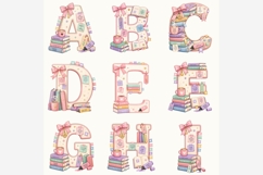 Book Besties Alphabet PNG Bundle, A-Z Bookish Letters, Cute Product Image 5