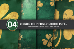 Vintage Gold Clover Digital Paper Product Image 1