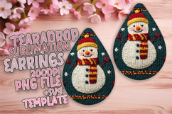 Artful Teardrop Earrings Sublimation Design , Snowman Product Image 1
