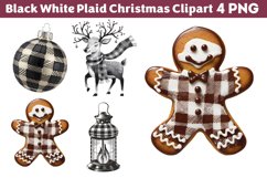Black White Plaid Christmas clipart PNG Product Image 1