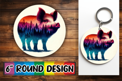 Whimsical Circle Keychain PNG, Animals Art Product Image 1