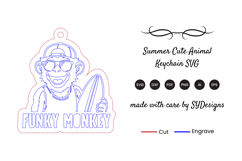 Summer Cute Animal Keychain Laser Cut SVG Product Image 2
