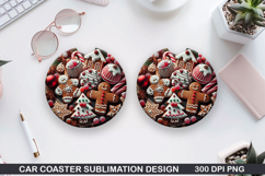 Gingerbread Christmas Car Coaster Sublimation PNG Design Product Image 1