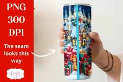 Christmas 3D tumbler wrap for sublimation, Santa tumbler PNG Product Image 2