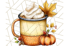 Fall Drink Clipart PNG, Cozy Autumn Cocoa and Latte Art Product Image 5