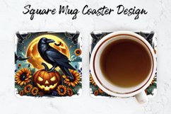 Halloween Crow Mug coaster | Coaster | Sublimation Design Product Image 1