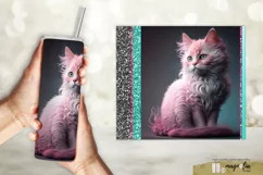 PINK CAT tumbler wrap sublimation design png Product Image 2