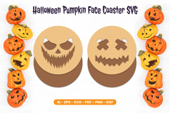 Halloween Pumpkin Face Coaster SVG | Laser Cut Product Image 2
