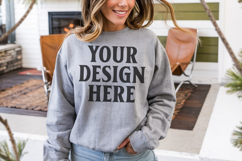 Ash Gildan 18000 Crewnwck Sweatshirt Mockup, gildan 18000 Product Image 1