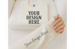 Gildan 18000 Ivory Sleeve Sweatshirt Mockup Product Image 1