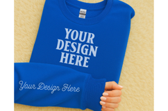 Gildan 18000 Royal Blue Sleeve Sweatshirt Mockup Product Image 1