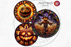 Gothic Jack O Lantern Clipart Horror Stained Glass Halloween Product Image 10