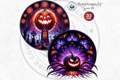 Gothic Jack O Lantern Clipart Horror Stained Glass Halloween Product Image 4