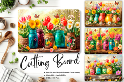 Mason Jars Flower Cutting Board Kitchen Chopping Board_33 Product Image 1