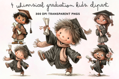 Whimsical Graduation Kids Clipart PNG Product Image 1