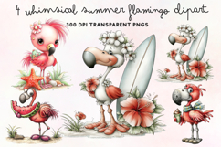 Whimsical Summer Flamingo Clipart PNG Product Image 1