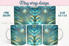 Aquamarine ocean pearl mug wrap 15oz sublimation designs png Product Image 1