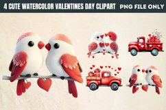 Cute Watercolor Valentines Day Clipart PNG Product Image 1