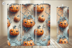 3 Cute Pumpkiins Tumbler Sublimation, 20 oz Tumbler Wrap Product Image 2