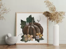 Pumpkin with flowers sublimation| Autumn clipart | PNG Product Image 2