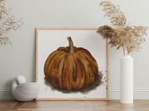 Watercolor Pumpkin Illustration PNG | Hand Painted Fall Clip Product Image 7