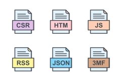 Set Of File Formats Icons Product Image 1