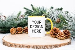 Mug Mockup Christmas 11 Oz White Coffee Cup Yellow Handle Product Image 1