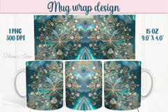 Aquamarine ocean pearl mug wrap 15oz sublimation designs png Product Image 1