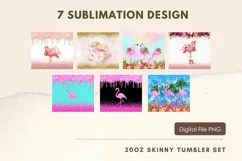 20oz Flamingos Floral Glitter Tumbler Sublimation Wrap Product Image 2