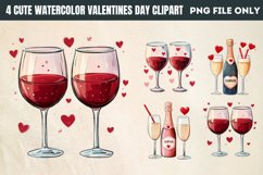Cute Watercolor Valentines Day Clipart PNG Product Image 1