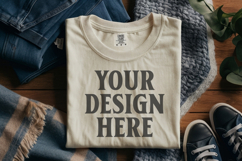 Ivory Comfort Colors 1717 Folded Tshirt Mockups Product Image 1
